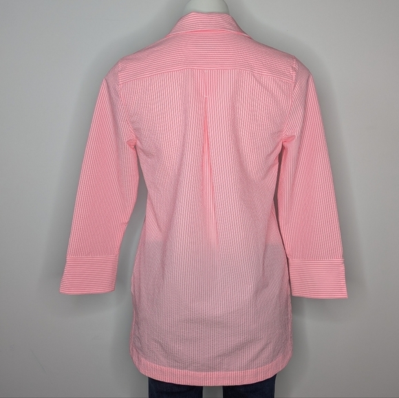 Vineyard Vines Performance Pink White Striped Collared 3/4 Sleeve Top XS - Picture 6 of 9